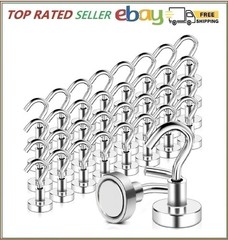 32 Pack Magnetic Hooks Heavy Duty, 25 lbs Strong Magnet Hooks – Multipurpose
