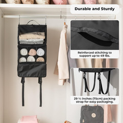 Hanging Packing Cubes for Travel, Large Portable Hanging Suitcase Organizer, Fol