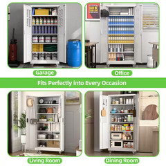 32 In. W X 71 In. H X 16 In. D Garage Storage Freestanding Cabinet with Pegboard