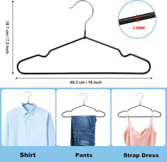 Quality Non-Slip Metal Hangers 50 Pack – Slim Space Saving for Closet | Rubber C