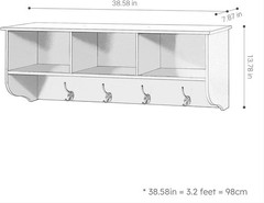 38.6″ Contemporary Wall Mounted Coat Rack W/ Shelf Entryway Hanging Coat Rack W/