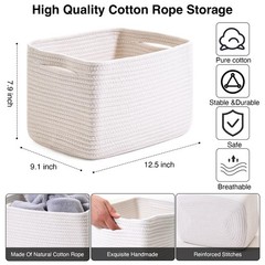 ICERZCZ Storage Baskets for Organizing, 12.5″(l)×9.1″(w)×7.9″(h), Off White