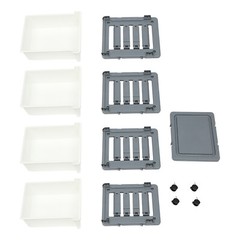 16.5*13.3*34.5in White/ Grey Rectangular PP 4-Drawer Organizer With Tray Top