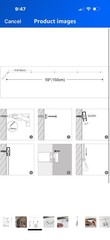 Picture Hanging Kit 59 in Wall-Mounted Rail Track w/ 4 Hooks Steel Cables White