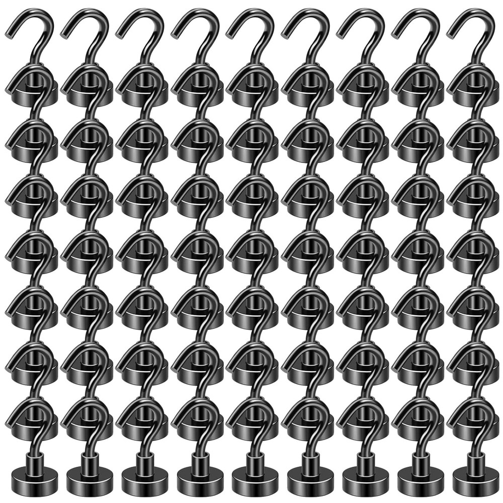 Multipurpose Black Magnet Hooks – 30Lbs, 75 Pack