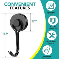 DIYMAG Black Magnetic Hooks, 40LBS Strong Magnetics Heavy Duty, Magnet Hook …