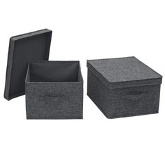 Large Storage Box with Lid in Breathable Canvas and Convenient Handle, Graphi…