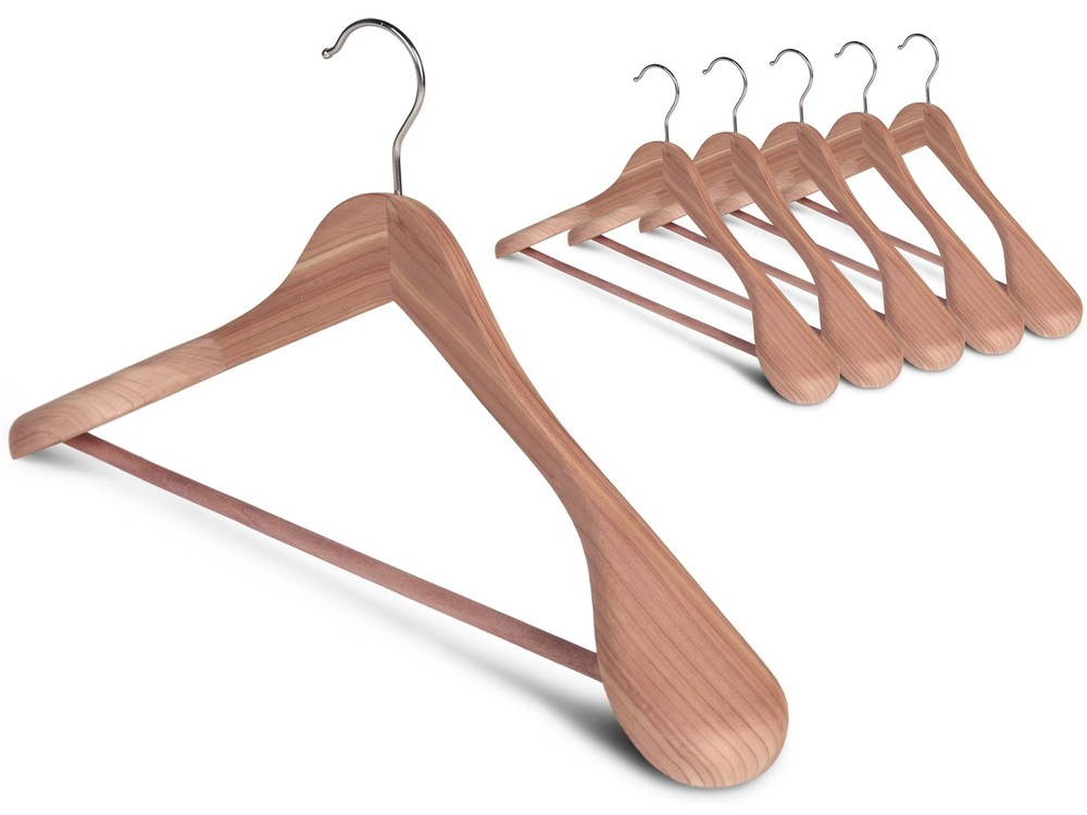 6 PCS Red Cedar Wood Hanger Extra Wide Shoulder For Suit Coat Jacket Pants