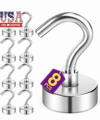8 Pack Magnetic Hooks for Cruise Cabins, 30 LB Neodymium Magnets with Hooks, Hea