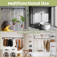 66.1″ Industrial Pipe Wall-Mounted Clothing Rack – Heavy Duty Space-Saving Garme