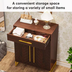 39.4 In. H X 31.5 In. W Cherry 20-Pair Shoe Storage Cabinet with Drawer and Door
