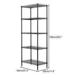 Black 5-Tier Layer Shelf Adjustable Wire Metal Shelving Rack High Quality Garage