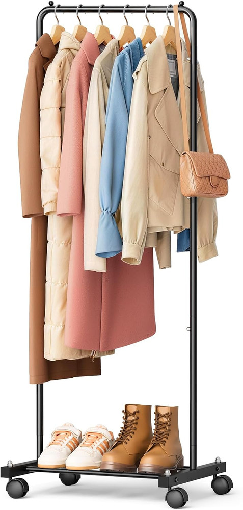 Small Clothing Rack with Wheels, Portable Clothes Racks for Hanging Clothes, 56″