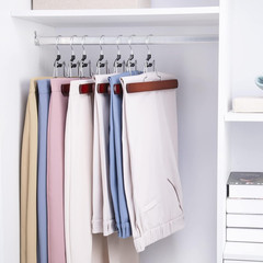 Cherry Wooden Non-Slip Pants Hangers – 10 Pack for Jeans & Skirts