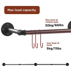 71“ Clothing Rack Wall Mount Clothes Rail Garment Hanger Bar Laundry Drying Rack