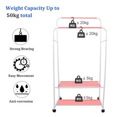 Industrial Pipe Metal Clothes Rail Heavy Duty Garment Hanging Rack Shoe Shelives