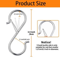 iCafePub 12 PCS S Hooks for Hanging with Safety 3.5 Inch 12 Pcs, Silver