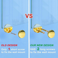 Golden Upgraded 3-5Mm Frameless Mirror Mounting Hardware 4 Pack Dual-Screw Fixin