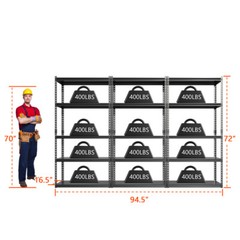 NAIZEA Garage Shelving Heavy Duty Storage Shelf Rack 5 Tier 400lbs Each Layer