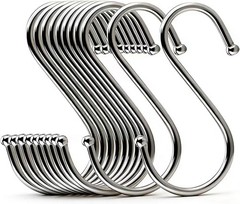24 Pcs One-piece Molded Anti-Slip Hook, 3.9 Inch Metal S Shaped Hook Heavy Du…