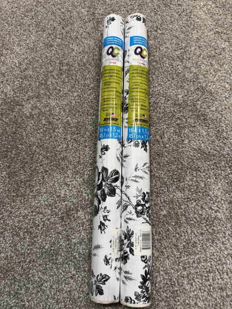 Contact Quick Cover Toile Black 18″ x 1.5 Yards Washable 2 Rolls USA