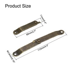 10pcs Lid Folding Support Hinges Bronze(Folded L 2.7″/68mm Plate W 0.4″/11mm)