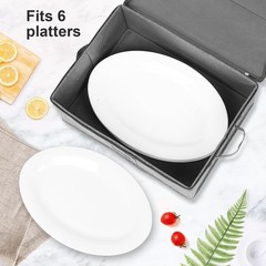 2 Pack Luxury Hard Shell China Storage Cases with Felt Dividers – 17″ x 13″ x 6″
