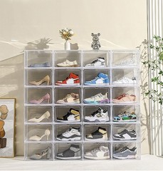10x Magnetic Shoe Storage Boxes Full Clear Drop Side AJ Sneaker Organizer Case