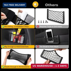 PIFOOG 4Pcs Car Storage Net Pockets, Stretchable Mesh Cargo Net Organizer with A
