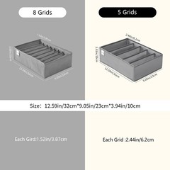 Coorganisers 4 Packs T-shirt Drawer Organizers for Clothing,5 Grids Compartment