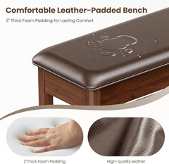 Shoe Bench with Storage, Solid Rubberwood Shoe Rack Bench for Entryway | Adjusta