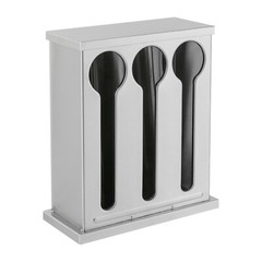8.07*3.54*9.25“ Silver 3 Compartment Stainless Steel Cutlery Organizer With Lid