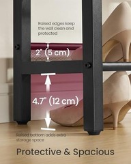 VASAGLE 3 Tier Shoe Rack Bench, One Piece 29.5″W Rustic Brown + Matte Black
