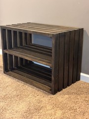 Rustic Wooden Shoe Rack Bench – 2-Tier Entryway Organizer in Dark Walnut – 28″