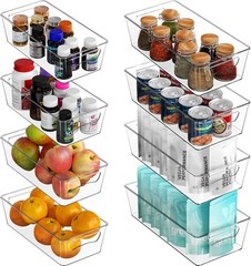 Pantry Bins Storage Organizer, 8 Packs 4 Medium & 4 Large