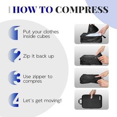 6-Piece Travel Compression Packing Cubes Set Luggage Organizer Bags for Carry-On