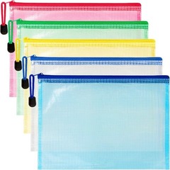 Large Waterproof Mesh Zipper Pouch Bags, 5 Pack 13.2×9.4 Inch Clear Storage Bags