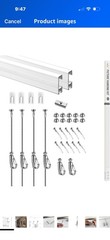 Picture Hanging Kit 59 in Wall-Mounted Rail Track w/ 4 Hooks Steel Cables White