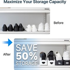 One-Piece Shoe Slot Organizer 10 Pack, Space-Saving Stackers for Closet, Entr…