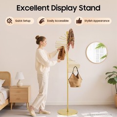 Gold Metal Handbag Purse Scarf Storage Stand 1.7m Height Scarf Display Stand