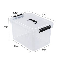 Cand 4-Pack 10 L Plastic Latching Storage Bin, Clear Storage Box Bin with Handle