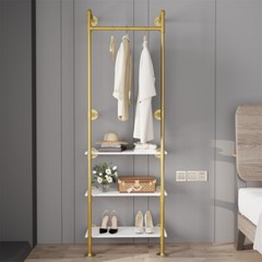 Heavy Duty Industrial Pipe Clothes Rack Gold Open Wardrobe Showroom Garment Rack