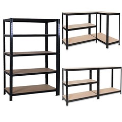 5 Tier Heavy Duty Boltless Metal Shelving Shelves Storage Shelf Garage Black