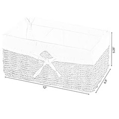 12 In. W X 6.5 In. D X 5.3 In. H Seagrass Shelf Basket Lined with White Lining