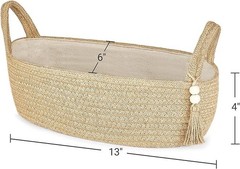1 Pack Jute Woven Rope Storage Basket for Toilet Tank Top Boho Bathroom Decor