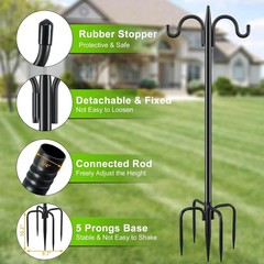 2-Pack Adjustable Double Shepherd’s Hooks – 92 Inch Wrought Iron Garden Hooks