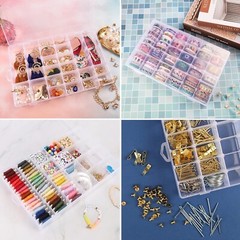 36 Grids Clear Plastic Organizer Box Storage Jewelry Box w/ Adjustable Dividers