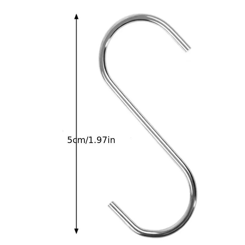 10PCS Stainless Steel S Hooks Heavy Duty Kitchen Bathroom Hanging Hooks