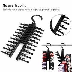 Adjustable X Neck Tie Rack Hanger Non-Slip Belt Compact Closet Holder Organizer