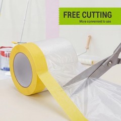 Pre-Taped Masking Film for Car Painting – 59/35/18 in, 3-Rolls Painters Plast…